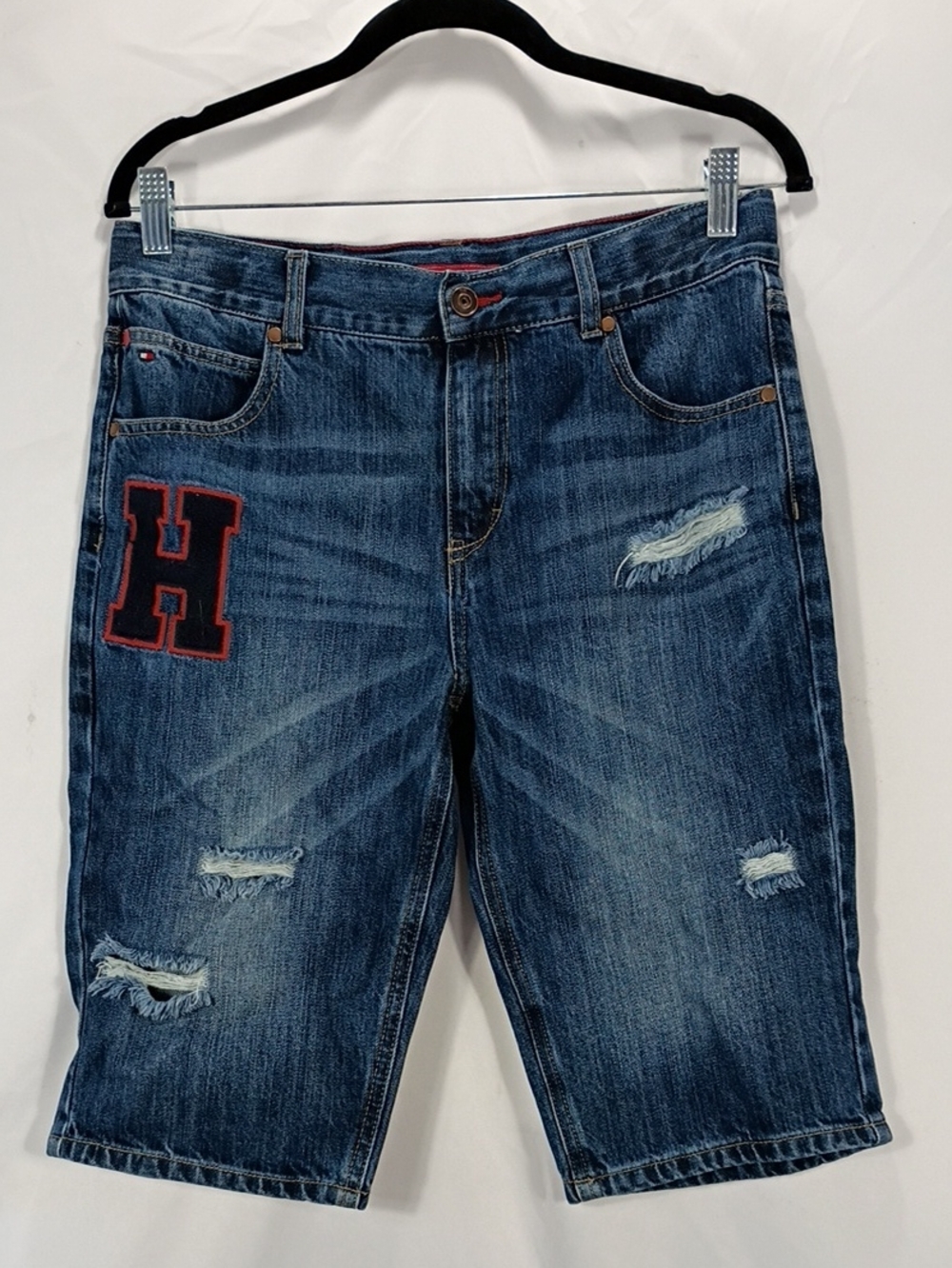 EUC Tommy Hilfiger Revolution Slim Boy Jean Short Sz 16 Adjustable Waist H Patch